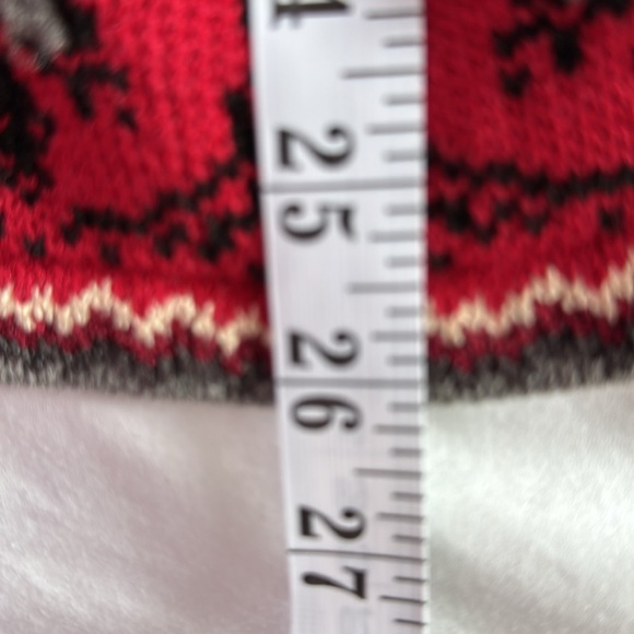 Talbots Fair Isle Cardigan Sweater Red Gray Black Knit Button Front cabincore - Picture 5 of 5